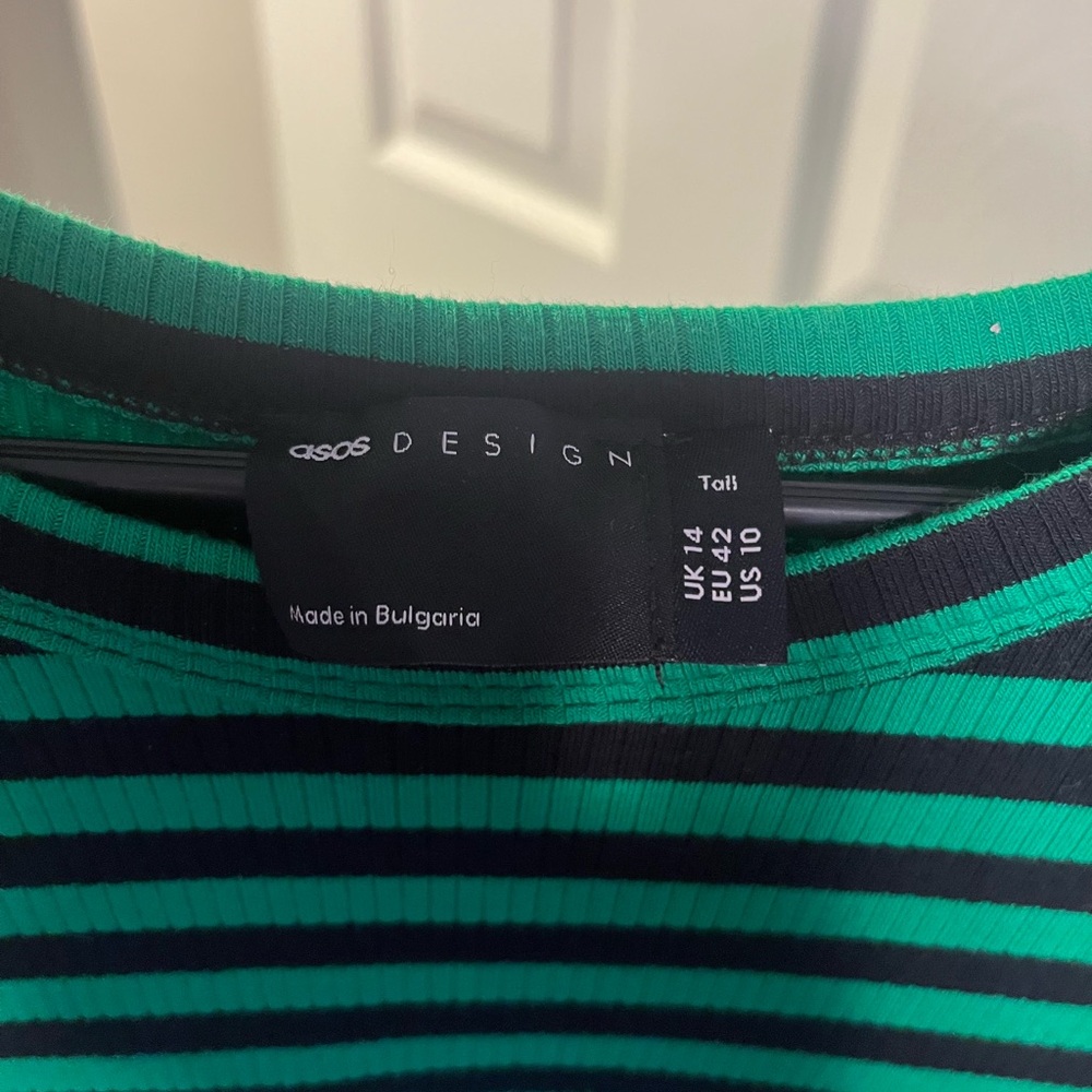 ASOS green striped T-shirt dress